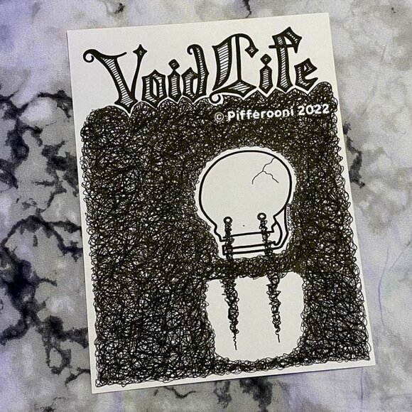 Original VOID LIFE crazy sad crying cute skull poetry poster drawing - Picture 1 of 1
